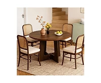 gaomon 4-Person Farmhouse Round Dining Table with Triangular Pedestal
