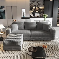 Streamdale Furniture 82.7" Plush Corduroy 3-Seat Sofa, Modern Comfy Upholstered Cloud Couch