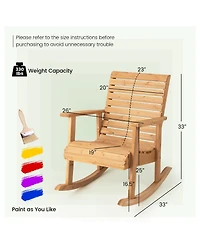 Gymax Wooden Rocking Chair High Back Fir Wood Armchair Yard Patio