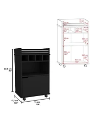 flynama Bar Cart with 2 Open Shelves, 4 Cubbies and Closed Cabinet