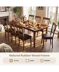 Gouun Cross-Back Dining Chairs Set of 2 with Pvc Leather Seat and Rubber Wood Frame