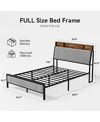 Sailvan Bed Frame, Metal Platform Bed with Headboard, Underbed Storage and Ergonomic Headboard for Support