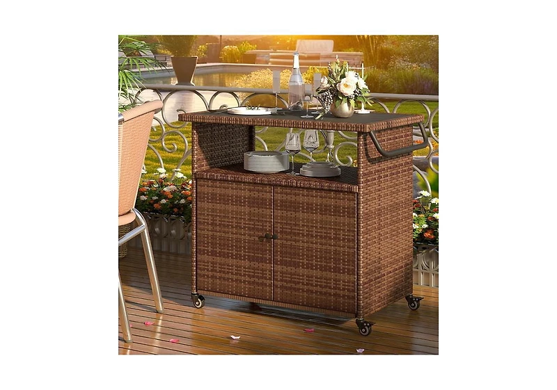 Aecojoy Outdoor Bar Cart with Wheels