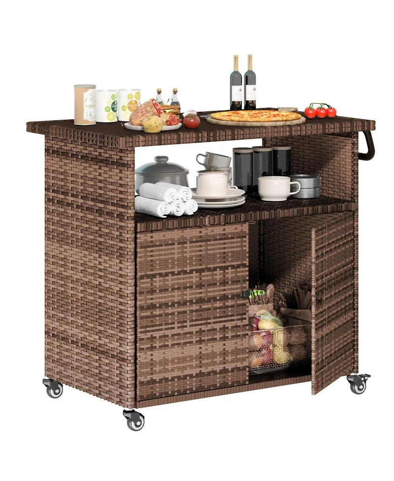 Aecojoy Outdoor Bar Cart with Wheels
