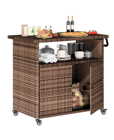 Aecojoy Outdoor Bar Cart with Wheels