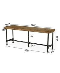 Tribesigns 70.9'' Long Solid Wood Bar Table for 6-8 People, Industrial Narrow Counter Height Pub Table with Metal Footrest