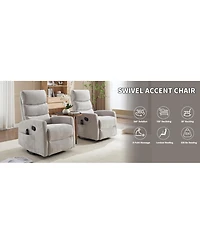 Streamdale Furniture Streamdale Heat Massage Rocker Recliner Chair, Swivel Fabric