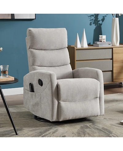 Streamdale Furniture Streamdale Heat Massage Rocker Recliner Chair, Swivel Fabric