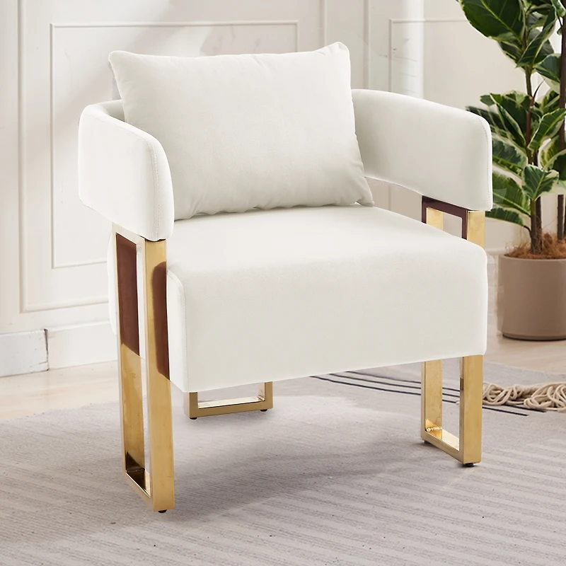 Streamdale Furniture Modern decorative chair with metal legs, velvet fleece upholstered