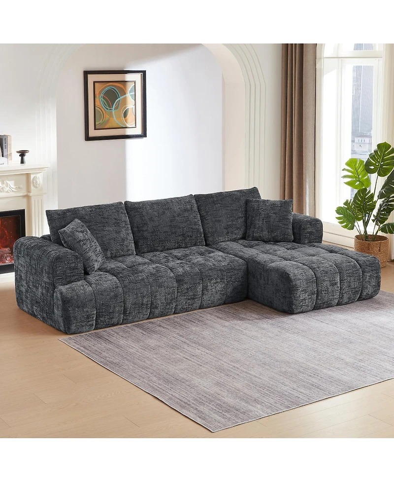 Streamdale Furniture Chenille L-Shape Luxury Sectional Sofa, Minimalist Design