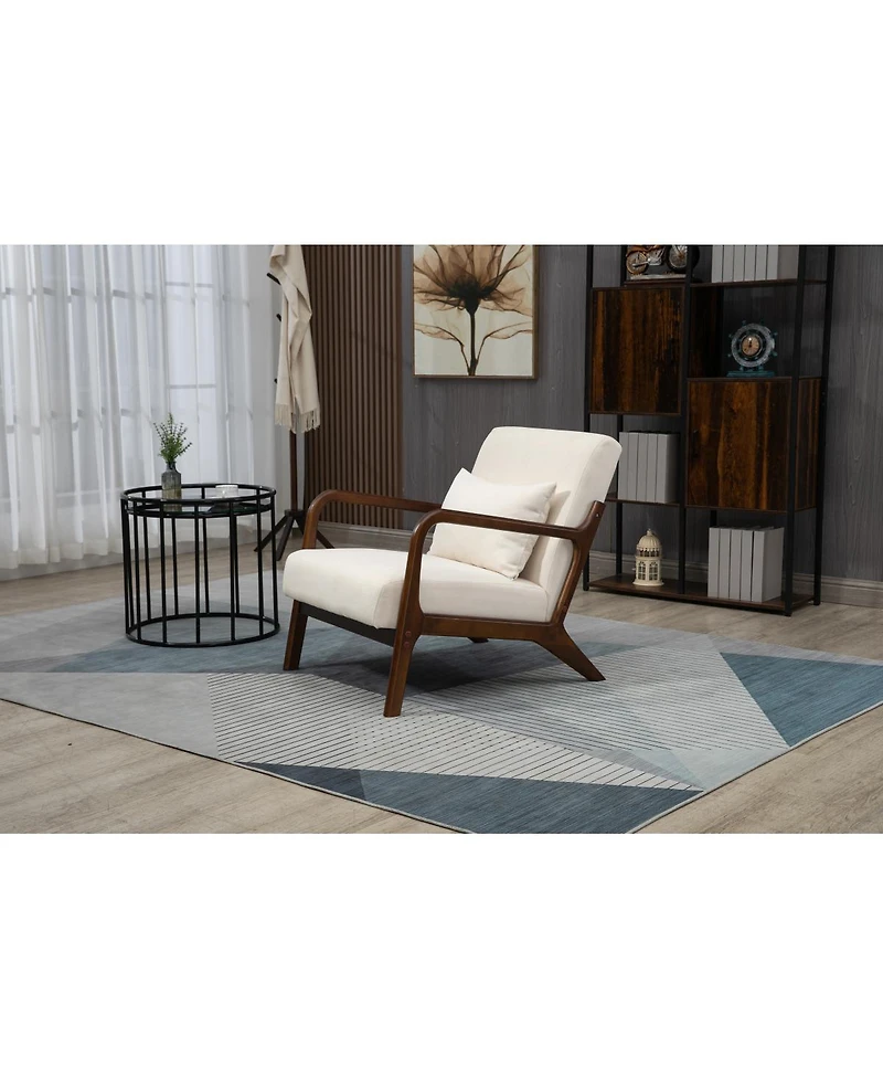 Streamdale Furniture Mid Century Modern Accent Chair with Wood Frame & Waist Cushion
