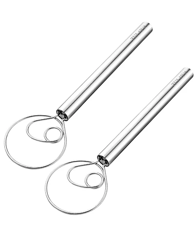 Zulay Kitchen Stainless Steel Danish Whisk for Cooking with Single Eye Dough Hook - 2 Pack