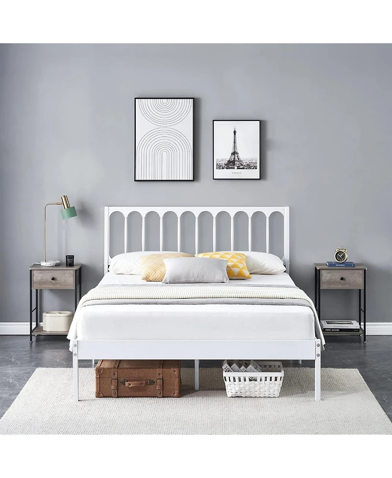 gaomon Bed Frame Metal Platform Mattress Foundation with Headboard Heavy Duty Steel Slat Support No Box Spring