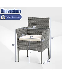 Gymax Outdoor Pe Wicker Chairs Set of 2 Patio Dining Armchairs w/ Padded Cushions