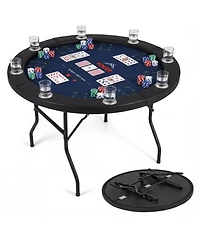 Slickblue Folding Poker Table with Cup Holders, Padded Edges for Comfortable Play