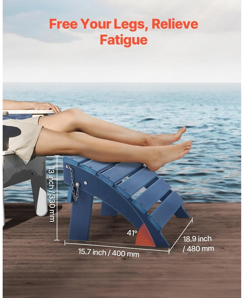 Gouun Hdpe Folding Adirondack Ottoman Footrest, Weather-Resistant