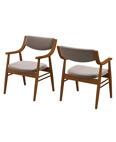 Gouun Wooden Dining Chairs Set of 2 with Padded Seat and Armrests, Rubber Wood