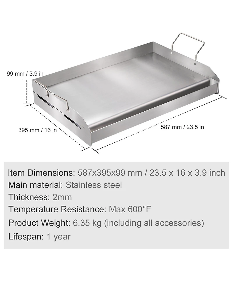 Ecooso 23.5 x 16 Inch Stainless Steel Stove Top Griddle with Handles and Oil Groove