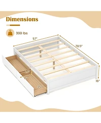 Sugift Full Size Wooden Bed Frame with 2 Rolling Storage Drawers