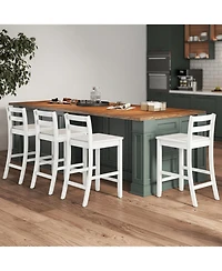 Gouun 24 in Counter Height Bar Stools Set of 2 with Rubberwood Frame