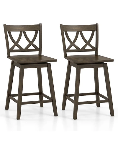 Gouun 24 in Counter Height Bar Stools Set of 2 with Rubberwood Frame