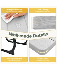 Gouun Square Outdoor Picnic Table with 4 Built-in Benches and Umbrella Hole, Hdpe Top