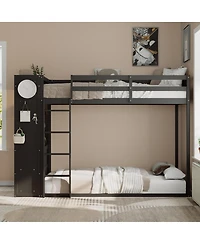 Streamdale Furniture Bunk Bed with 4 Drawers, Rail, Light, Shelves, Pegboards