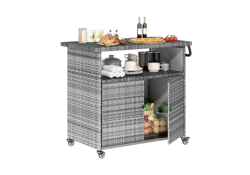 Aecojoy Outdoor Bar Cart with Wheels