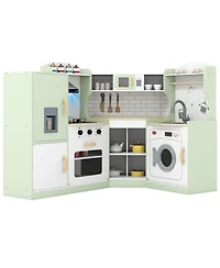 Slickblue Kids Corner Play Kitchen with Washer and Ice Maker Toy Set