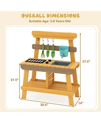 Slickblue Outdoor Kids Wooden Play Kitchen Mud Kitchen Pretend Toy Set