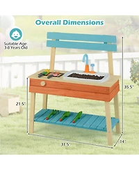 Slickblue Wooden Kids Kitchen Playset Chef Pretend Mud Kitchen Set