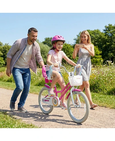 Slickblue Kids Bike with Front Basket and Two Brake System for Secure Riding