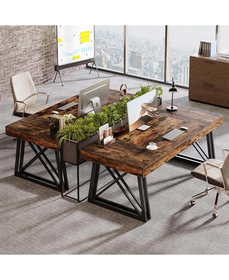 Tribesigns Executive Desk with X-Shaped Legs, 63'' Farmhouse Office Computer Desk, Large Writing Table