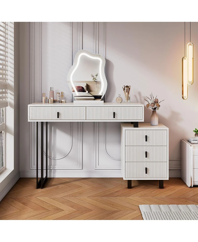 Streamdale Furniture Cloud Led Vanity with Storage and Ribbed Design