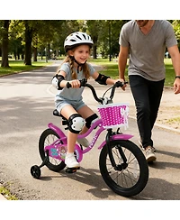 Slickblue Kids Ride On Bike with Training Wheels, Beginner Toddler Bicycle