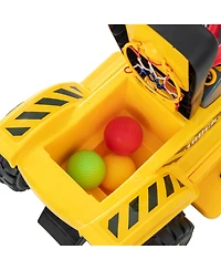 Slickblue Ride On Excavator 6V for Kids with Fun Digger and Basketball Hoop-Yellow
