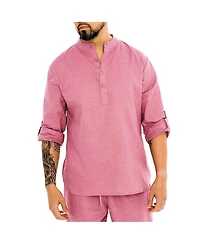Dai Moda Men's Barry Linen Nehru Collar Shirt
