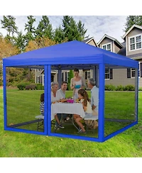 Homfan Pop-Up Canopy Tent with Bug Screen Mesh Sidewalls, Uv-Resistant Outdoor Sun Shade with 1-Minute Center Lock Setup and Roller Bag