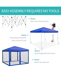 Homfan Pop-Up Canopy Tent with Bug Screen Mesh Sidewalls, Uv-Resistant Outdoor Sun Shade with 1-Minute Center Lock Setup and Roller Bag