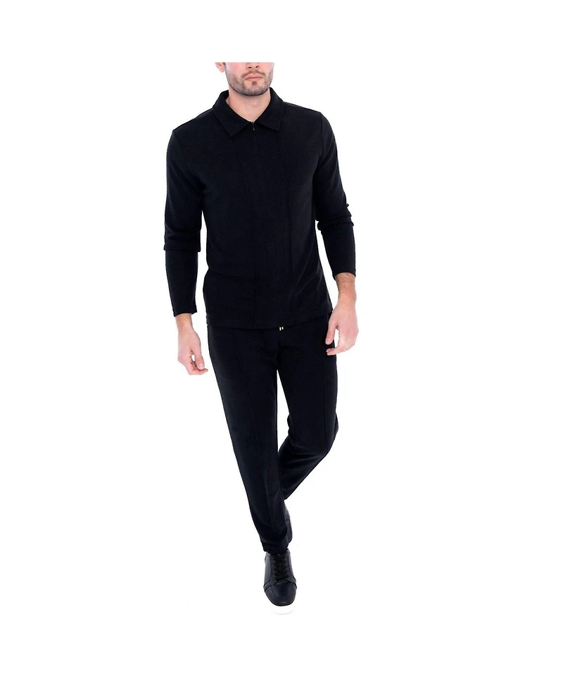 Dai Moda Men's Long Sleeve Zip Neck Knit Shirts