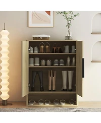 Streamdale Furniture Wooden Shoe Cabinet with Doors and Adjustable Shelves