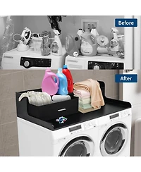 Homfan Space-Saving Laundry Countertop Shelf - 54'' Organizer Rack with 2 Storage Drawers, Edge Rails