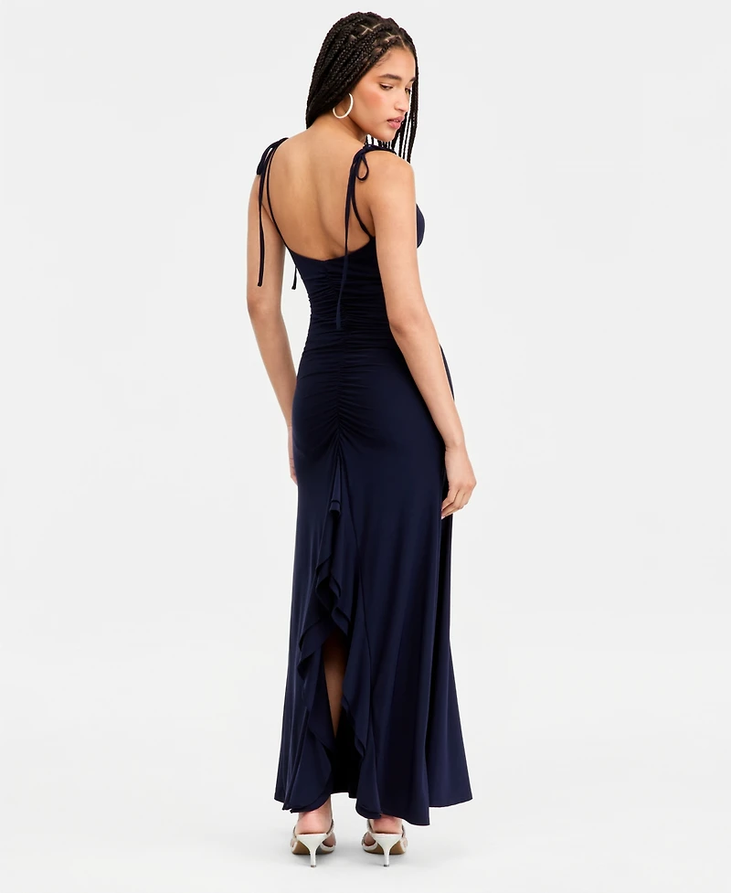 Jump Juniors' Shirred-Back Tie-Strap Long Dress