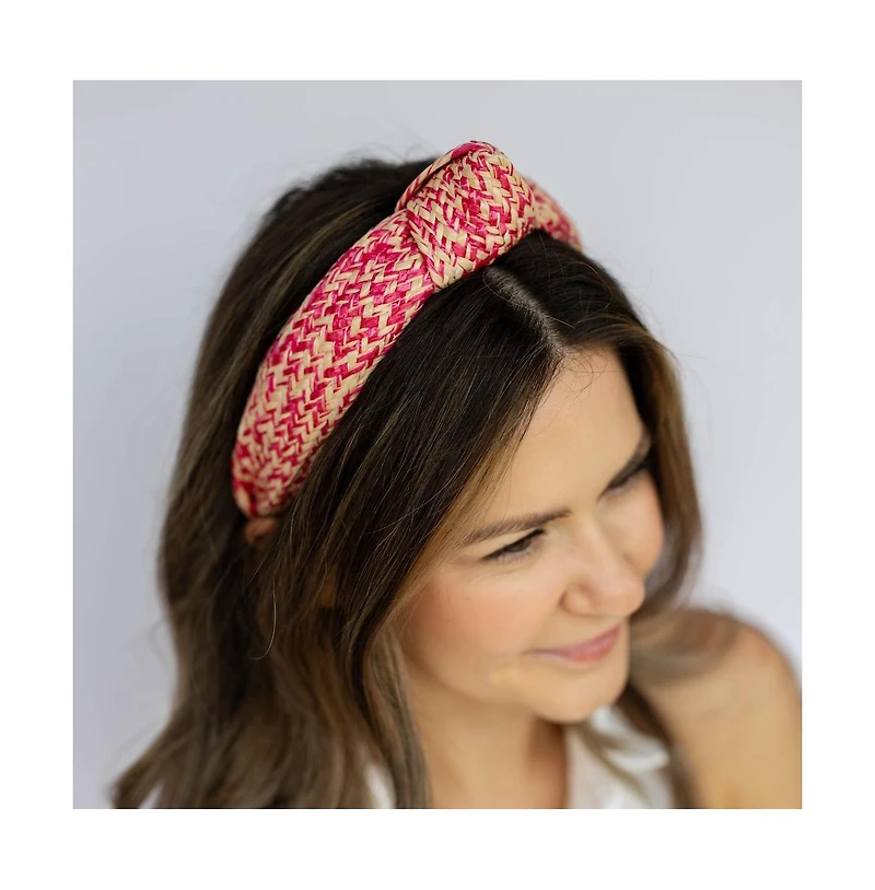 Headbands of Hope Women's Raffia Top Knot Headband - Pink