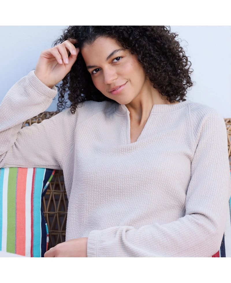 Free Country Women's Ripple Knit Long Sleeve Pullover Top