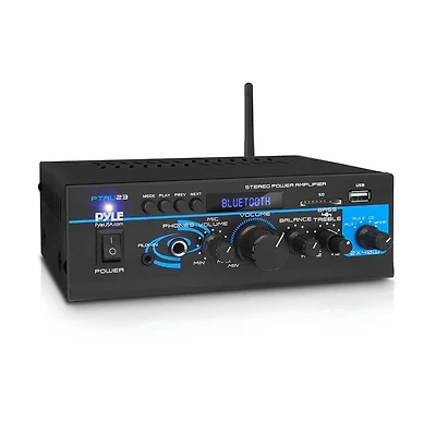Pyle Mini Stereo Power Amplifier 2x40W with Bluetooth, Usb and Aux Inputs