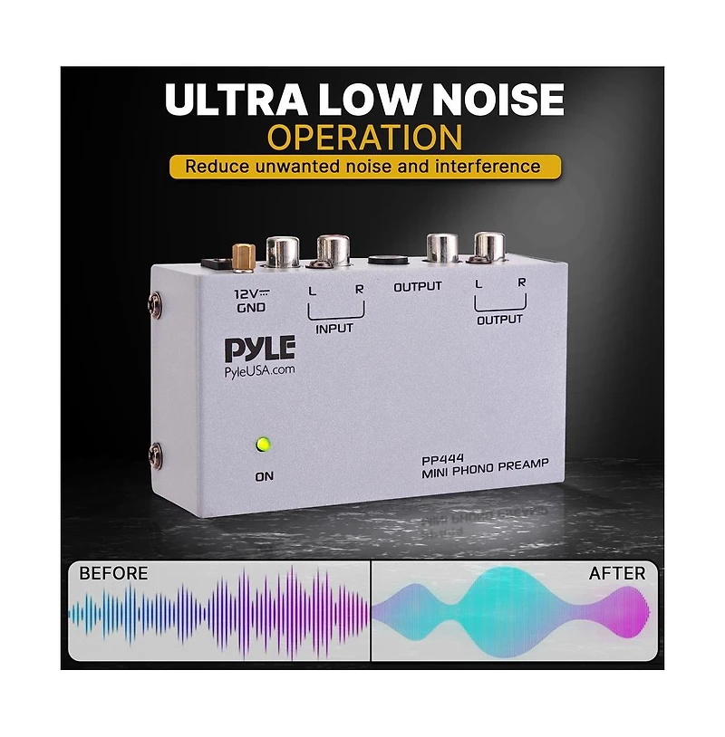 Pyle Ultra Compact Phono Turntable Preamp - Dc 12V Adapter Included