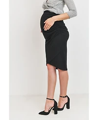 Hello Miz Maternity Ruched Slim Fit Knee-Length Skirt with Over-the-Belly Waist