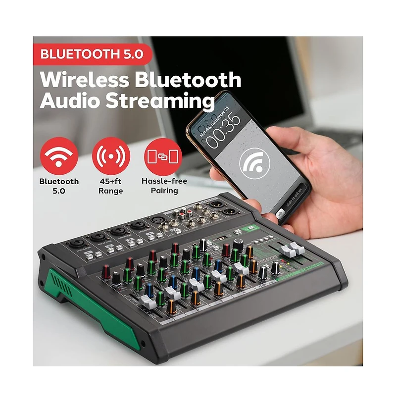 Pyle 8-Ch. Audio Sound Mixer - Bluetooth Studio Mixer - Dj Controller Audio Mixing Console