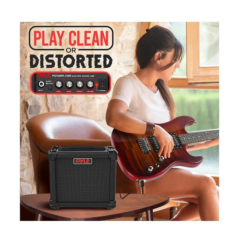 Pyle Portable Electronic Guitar Amplifier with Hd Speaker